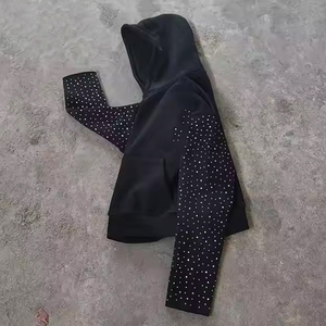 2025 survêtements d'hiver personnalisés Designer de haute qualité polaire lourde 100% Polyester strass Baggy pantalons de survêtement ensemble survêtement - Product Image 5