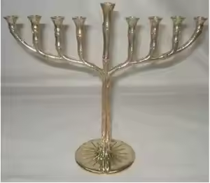 Elegante Menorá Chapada en Oro, Tradicional Artículos Judaicos, Candelabro de Metal de Nueve Brazos, Estilo Ecológico, Decoración Navideña para el Hogar, Impex - Product Image 5