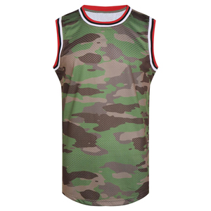 Camisetas de baloncesto de camuflaje sublimadas de tela de secado rápido duraderas de alto rendimiento con opciones de números de nombre personalizado para deportes de verano - Product Image 1