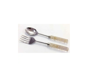 ช้อนเหล็กคุณภาพดีที่สุด 100% พร้อมที่จับเรซินสําหรับเซิร์ฟเวอร์ดีไซน์ส้อมพร้อมงานแต่งงานและร้านอาหารในครัวที่บ้านใช้ - Product Image 1