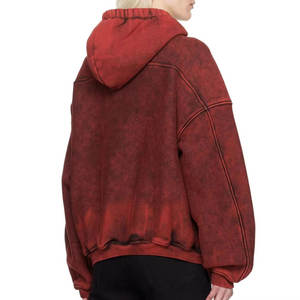 Sweat à capuche long pour femme, lavage à l'acide, avec logo frontal, service OEM personnalisé, vente en gros 2025, prix bas, anti-boulochage, respirant - Product Image 3