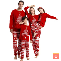 Conjunto de Pijamas de 2 Piezas para Mujer, Navidad, Familia, Hogar, Alta Calidad, Térmico, Suave, Manga Larga, 100% Algodón, Cintura Elástica, Secado Rápido