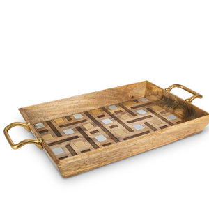 Plateau de service en incrustation d'os naturel, élégant et esthétique pour la maison, plateau de présentation de boissons d'inspiration vintage, disponible au prix de gros - Product Image 3