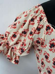 Vestido Midi con estampado Floral Vintage para mujer, 100% algodón, mangas abullonadas, volantes, técnica bordada, estilo informal para la temporada de primavera - Product Image 3