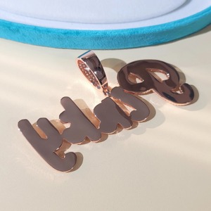 14k Rose Gold Lab Grown Diamond Filled Iced Logo Letter Hip Hop 925 Unisex <b>Name</b> <b>Necklace</b> Custom Luxury IGI Certified Jewelry - Product Image 2