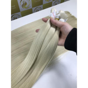 Prix de gros des extensions de cheveux européens blonds ombrés de couleur claire cheveux humains bruts européens durables aux extrémités épaisses vietnamien en vrac - Product Image 6