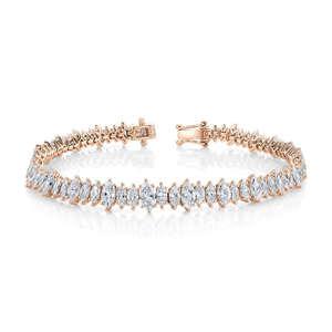 Pulsera de Tenis Exclusiva de Oro de 14K con Diamantes Marquise (Naturales) de Tamaño Desigual, Estilo Norte-Sur - Product Image 2