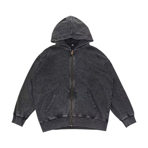 Sudadera con capucha vintage para hombre, con lavado ácido y efecto desgastado, de algodón orgánico, extragrande, de peso pesado, con cremallera completa, 2026 - Product Image 1