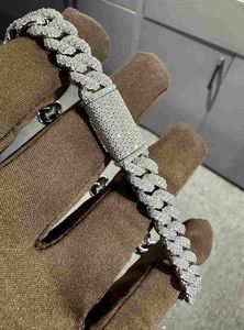 VVS Moissanite Bracelet en argent sterling 925 style hip hop 10mm 8 pouces plaqué or blanc pendentifs taille princesse testeur de diamants - Product Image 4