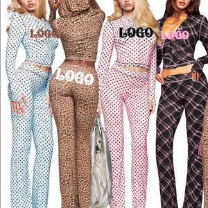 Conjunto de Dos Piezas para Mujer, Top Corto de Manga Larga con Estampado de Letras y Pantalones, Moda Europea y Americana 2026 - Product Image 3