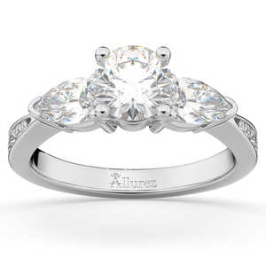Bague de fiançailles en or blanc 18 carats avec deux diamants taille poire 0,51 ct, clarté VS2-SI1, sertissage à griffes et canal, bijoux pour femme - Product Image 4