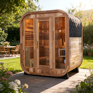 Sauna carré extérieur en cèdre rouge pour 6 personnes, avec chauffage 9KW et porte en verre trempé inclus - Product Image 1