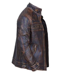 Chaqueta de cuero casual de alta calidad para hombre, con dos bolsillos interiores, cuello alto con cierre de cremallera, chaquetas para hombre. - Product Image 6