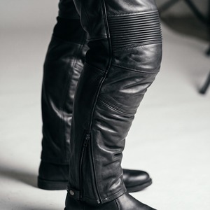 Leather Motorcycle Pants Men Cowhide Accordion Stretch <b>Knees</b> Perforated Calf Zips Riding Pants Custom Logo OEM - Product Image 4