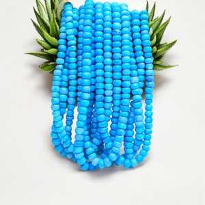 Cuentas Rondelle lisas de ópalo azul cielo Natural a granel al por mayor, hebras de 7mm y 10mm, materiales para hacer joyas de piedras preciosas sueltas de La India - Product Image 1