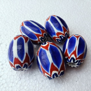 ลูกปัดแก้วเชฟรอนสีฟ้าสีขาวสีแดงคริสตัลรูปวงรีสำหรับนักออกแบบเครื่องประดับและร้านขายลูกปัดตามสั่ง - Product Image 2