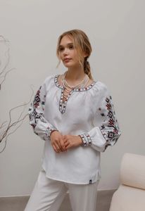 Kadın Modası Basit Dokuma İşlemeli Bluz Kısa Kollu Poplin Kumaş Günlük Stil İlkbahar Yaz Sonbahar Kış İçin - Product Image 3