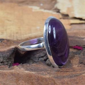 แหวนเงินสเตอร์ลิง925แข็งดีไซน์คลาสสิกพร้อมพลอยอเมทิสต์เครื่องประดับแฟชั่นงานแฮนด์เมดโรเดียมชุบสำหรับงานแต่งงาน - Product Image 4