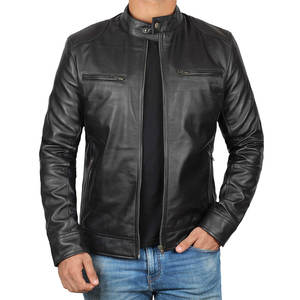 Veste en cuir vintage pour homme Chaude et coupe-vent Veste en cuir de couleur unie Vente directe d'usine Vestes en cuir pour homme - Product Image 5