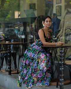 Pure & Soft Organza Silk Khatli Saree Amazing Floral Prints & Heavy Handwork <b>Indian</b> & <b>Pakistani</b> <b>Clothing</b> - Product Image 2