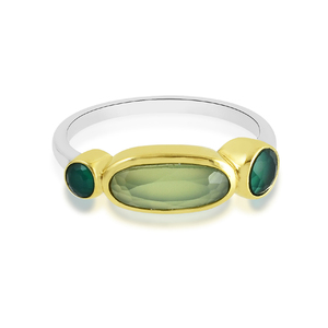 Joyería fina, piedras preciosas naturales, Plata de Ley 925 sólida, ónix verde, dos tonos, anillo de piedra múltiple, joyería - Product Image 6
