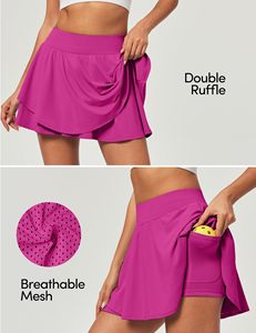 Falda de Tenis para Mujer con Pantalones Cortos, Falda Deportiva para Correr, con Bolsillos, Transpirable, Cintura Natural, para Verano - Product Image 4