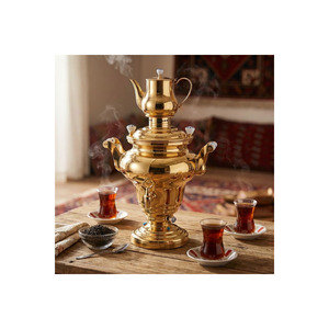 Professional 10L Gold-Plated Stainless Steel Samovar <b>Tea</b> <b>Maker</b> 2300W with Dual Heating System and Lid for Parties - Product Image 1