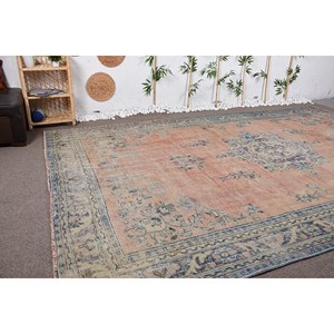 Alfombra de lana de retazos azul naranja Vintage área grande 9x12 patrón de pasillo rectangular para entrada látex viscosa 8,8X12,9 pies - Product Image 2