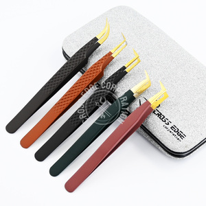 Pince à épiler professionnelle pour extensions de cils en fibre de haute qualité, courbée pour volume et courbure classique, outil durable pour artiste en cils - Product Image 6