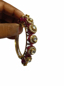 Luxury Yellow Gold Finish 92.5 Sterling <b>Silver</b> Moissanite Polki <b>Bangle</b> Traditional Indian Jewelry <b>for</b> <b>Women</b> Formal & Casual Wear - Product Image 2