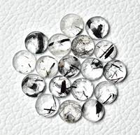 Quartz Rutile Noir de Haute Qualité, Forme Ronde Lisse, Cabochon, Pierre Précieuse en Vrac pour la Fabrication de Bijoux, Pierres Précieuses en Gros