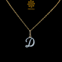 Collier pendentif de luxe en or plaqué 18 carats avec diamant naturel lettre Initial D 0,23 ct taille brillant, clarté VVS, couleur EF, IGI