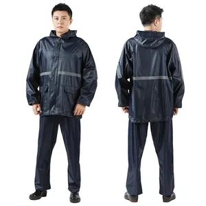 Raincoat Seamless Polyester Material Rain Wear Blue Color Rain Suit For Men And Women Rain Suit