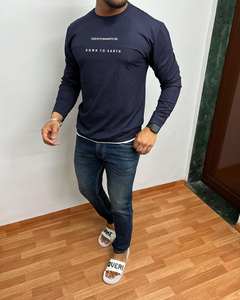 Ropa de gimnasio para hombres Camiseta raglán de fitness con estampado personalizado Camiseta ajustada de manga larga en 100% algodón Ropa de fitness Lisa para hombres - Product Image 2