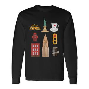 T-shirt a maniche lunghe per gli amanti di New York, souvenir con i monumenti della città di New York, t-shirt promozionale di nuovo stile - Product Image 1