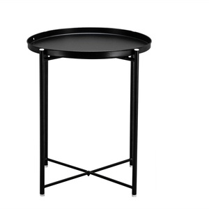 Mesa Auxiliar Redonda Minimalista de Metal Negro con Diseño Moderno y Delgado para una Sala de Estar Elegante y Decoración del Hogar - Product Image 1
