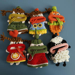 Porte-clés super mignon en forme de bouche de saucisse, tricoté à la main - Housse de clé coulissante en fil de crochet, mini porte-clés fait main à grande bouche - Product Image 1