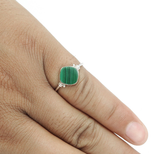 High Quality Wholesale Price 925 Sterling Silver Natural Malachite Gemstone <b>Cushion</b> Shape <b>Ring</b> for Daily Wear Handmade Jewelry - Product Image 3