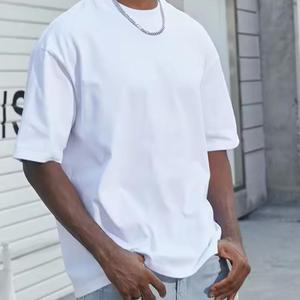 T-shirt vierge à épaules tombantes de haute qualité, poids lourd 100% coton, impression de logo personnalisé, t-shirt décontracté surdimensionné, vente en gros - Product Image 3