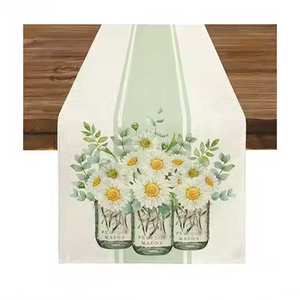 Bulk Supply Customized Design Luxury Style Washable 100% Cotton Embroidered <b>Table</b> <b>Runner</b> with Custom Logo - Product Image 4