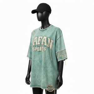 Camiseta de Algodón Premium para Mujer, Lavado Ácido, Jersey, GSM Suave y Transpirable, Corte Holgado, Logotipo Personalizado con Bordado y Apliques - Product Image 4