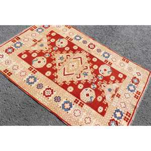 พรมวินเทจ ขนาด 3.9x5.7 ฟุต พรมลายจุดสีแดง ทำจากขนสัตว์ - Product Image 2