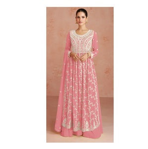 white christmas dresses Magnificent Pink Designer Indian Traditional Zig-Zag Sequence Elbow le –  Saris and Things main image 1