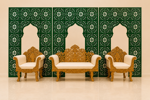 Panel de Escenario con Diseño Láser Estilo Mughal Real con Sofá para Bodas, Paneles de Fondo con Corte Láser con Temática Islámica para Ceremonia Nikah - Product Image 3