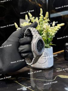 VVS Iced Out Watch <b>Chronograph</b> With Diamond Bezel And Bracelet Premium Stainless Steel <b>Automatic</b> Style Timepiece For Men - Product Image 3