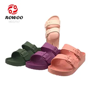 Custom multi-color women's EVA sandals buckle flat barefoot sandals soft non-slip summer fashion slippers breathable