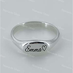 925 Sterling Silver Custom Name <b>Ring</b> <b>Dainty</b> Handmade Band with Engraved Text Name Slogan Message Personalized Jewelry for Gifts - Product Image 2