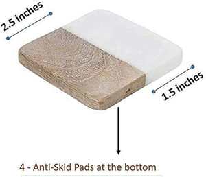 Handmade Wholesale decorative Natural wooden marble <b>coaster</b> wooden <b>coasters</b> white black wooden marble <b>coaster</b> - Product Image 5