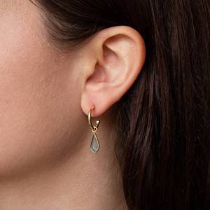 Pendientes de Aro de Plata de Ley 925 con Topacio Azul de Primera Calidad, Diseño Moderno y Vintage para Mujer - Product Image 2