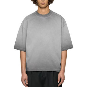 Camiseta cuadrada de Terry francés lavado con ácido en blanco con hombros caídos de peso pesado, camiseta recortada de algodón personalizada de gran tamaño para hombres, ajuste holgado - Product Image 1